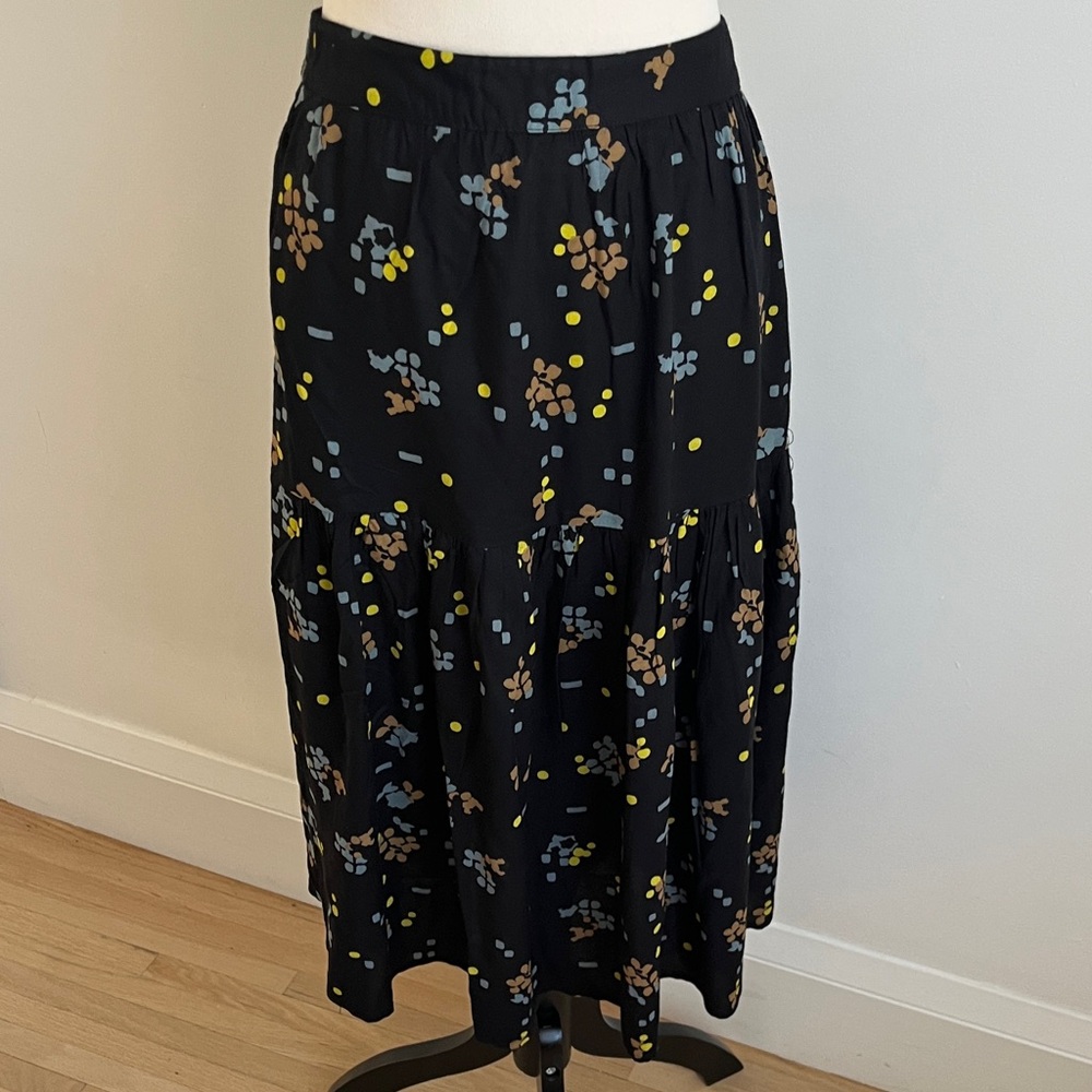 Black Midi Skirt with Color Dots NWT